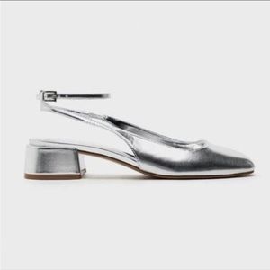 Zara metallic silver heels